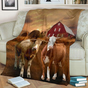Cow Farm sunset blanket
