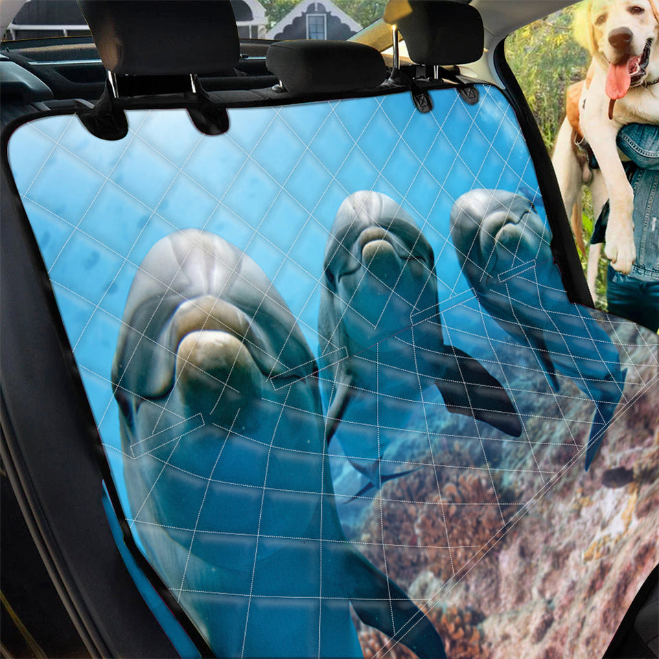 Pet Car Seat Cute Dolphins In The Ocean Print Pet Car Back Seat Cover, Dog, Cat Lovers - Love Mine Gifts