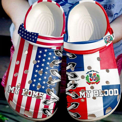 The Dominican Republic My Home Blood America Flag Personalized Clogs