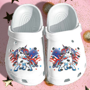 Unicorn America Flag Shoes 4Th Of July Day Gifts - Cute Unicorn Shoes For Boys Girls Personalized Clogs