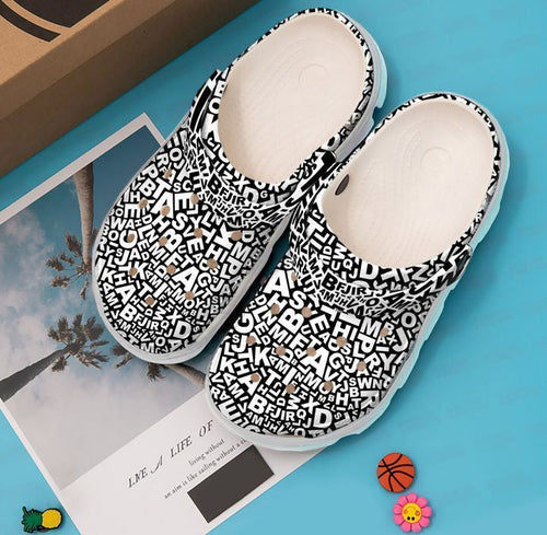 Teacher Abstract Letters Pattern , Comfy Footwear Personalized Clogs