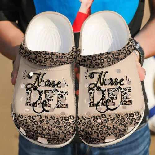 Nurse Nursing Life Cheetah Name Shoes Personalized Clogs