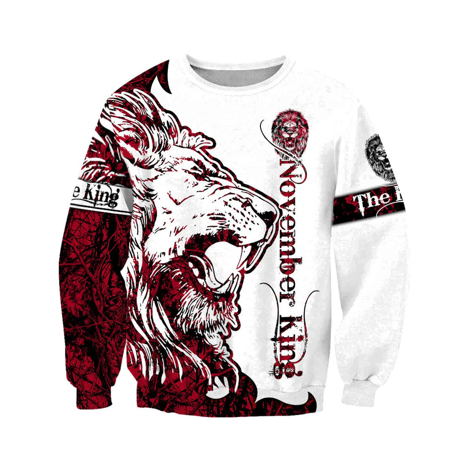 Apparel November Lion 3D All Over Printed Unisex Shirts 3D All Over Printed Custom Text Name - Love Mine Gifts