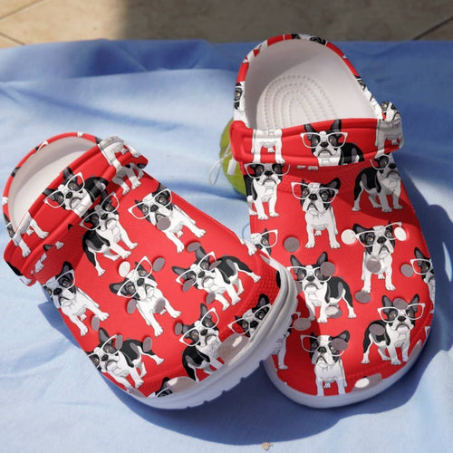 Dog Red Boston Terrier Pattern Personalized Clogs