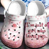 I'M Just A Girl Who Loves Pigs Name Shoes Personalized Clogs