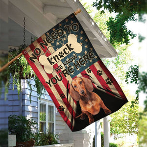 Dachshund We Know You Are Here Flag | Garden Flag | Double Sided House Flag