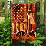 Dairy Cow Sunshine Christian Cross American Flag | Garden Flag | Double Sided House Flag
