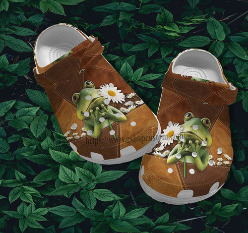 Frog Girl Flower Shoes Gift Grandma- Frog Girl Lover Shoes Gift Women Personalized Clogs