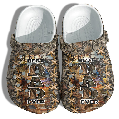 Best Dad Ever Fishing Camouflage Shoes Gift Men Father Day- Fishing Camo Army Shoes For Son Personalized Clogs