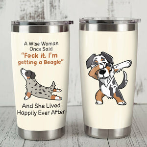 Tumbler Australian Shepherd Dog Steel Personalized Stainless Steel Tumbler Customize Name, Text, Number Fb0608 67O52 - Love Mine Gifts
