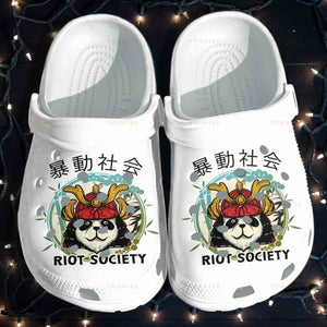 Cutie Panda Japanese Style Riot Society Panda Gift For Lover Rubber , Comfy Footwear Personalized Clogs
