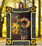 Doberman dark sunflower blanket