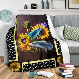 Fleece Blanket Dolphin Dark Sunflower Personalized Custom Name Date Fleece Blanket Print 3D, Unisex, Kid, Adult - Love Mine Gifts
