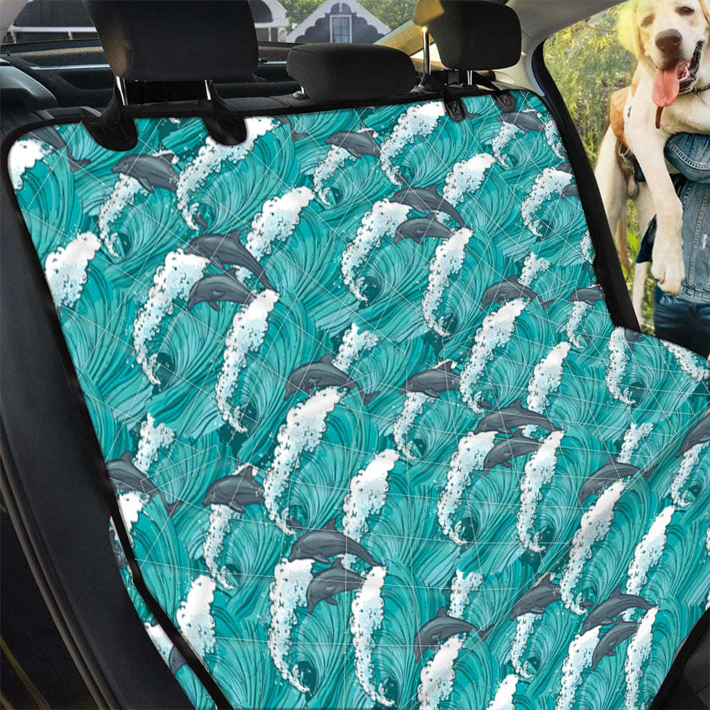 Pet Car Seat Dolphin Riding Waves Pattern Print Pet Car Back Seat Cover, Dog, Cat Lovers - Love Mine Gifts