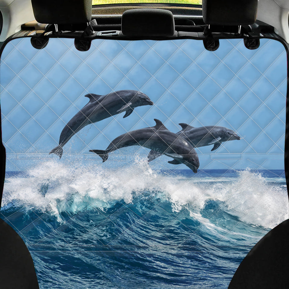Pet Car Seat Dolphins Jumping Over Waves Print Pet Car Back Seat Cover, Dog, Cat Lovers - Love Mine Gifts