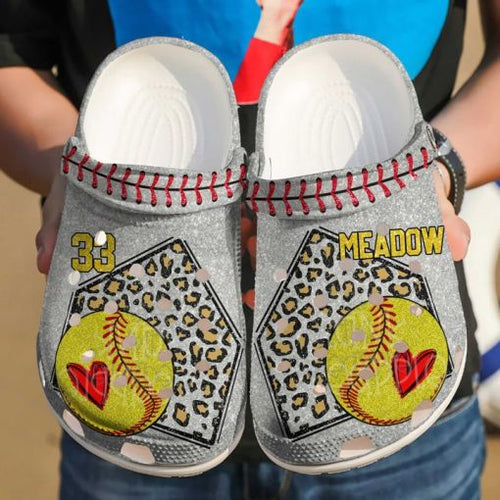 Softball Cheetah Base Sku 2299 Custom Sneakers Name Shoes Personalized Clogs
