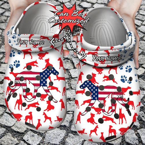 Doberman American Flag Shoes Animal Print  Personalized Clogs