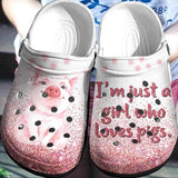 I’M Just A Girl Who Loves Pigs For Men And Women Gift For Fan Classic Water Rubber Comfy Footwear Personalized Clogs
