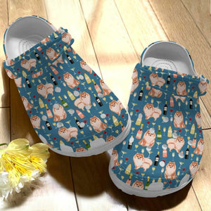 Pomeranian And Wine Gift For Lover Rubber , Comfy Footwear Personalized Clogs