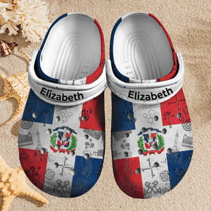 Custom Name Dominican Republic Flag Shoes Personalized Clogs