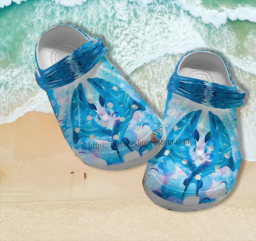 Dolphin Couple Croc Shoes Gift Bestie- Dolphin Lover Ocean Rainbow Shoes Croc Gift Sister- Cr-Ne0397 Personalized Clogs