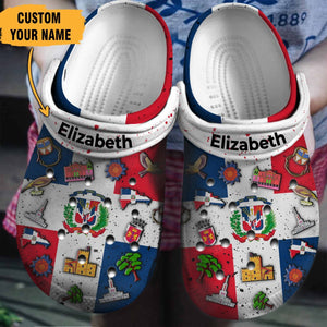 Dominican Flag Symbols Gift For Fan Classic Water Rubber Comfy Footwear Personalized Clogs