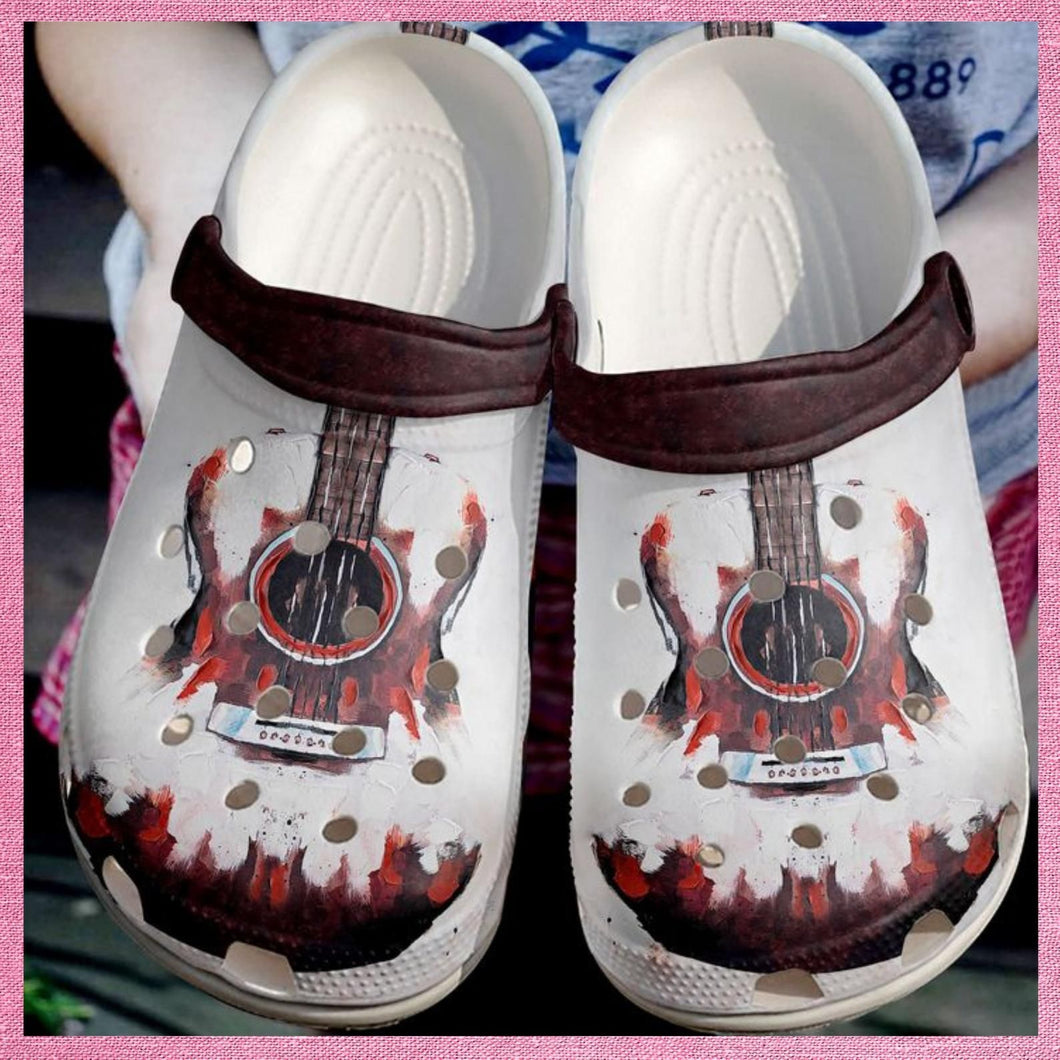 Guitar Red Painting Personalized Clogs