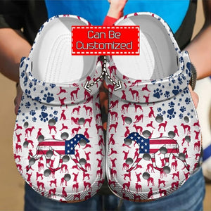 Animal Print Doberman American Flag Shoes Personalized Clogs