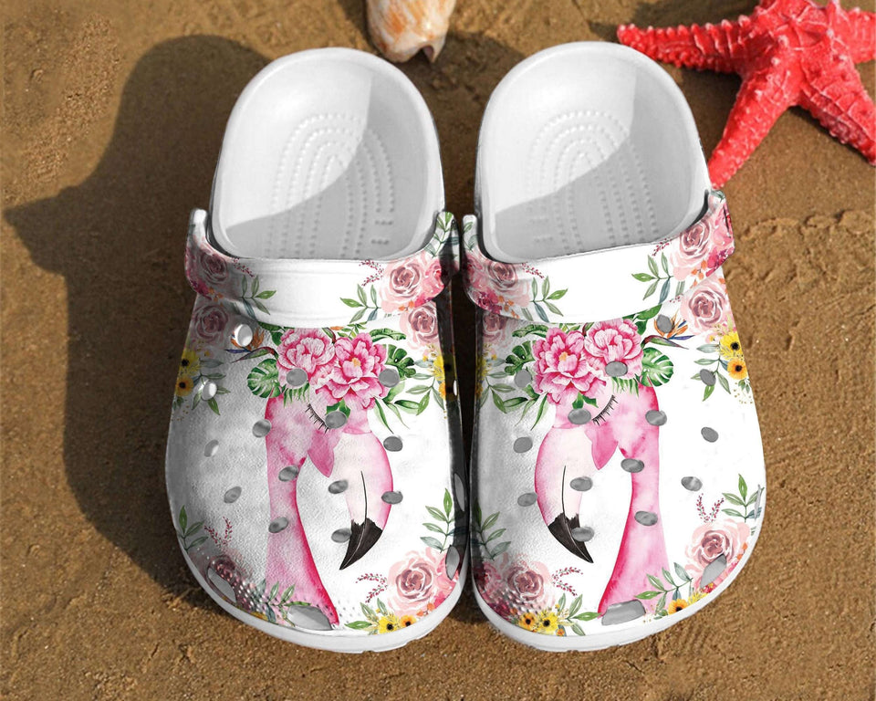 Flamingo Flower Watercolor Floral Rubber Comfy Footwear Personalized Clogs