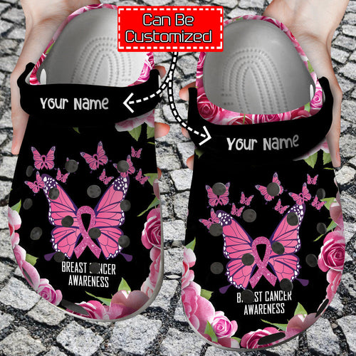 Breast Cancer Awareness - Butterfly Breast Cancer Awareness For Men And Women Personalized Clogs