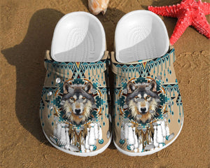 Wolf Native American Dreamcatcher Gift For Fan Classic Water Rubber Comfy Footwear Personalized Clogs