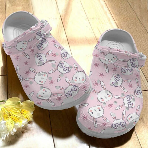 Rabbit Cute Bunnies And Hand Draw Gift For Lover Rubber , Comfy Footwear Personalized Clogs