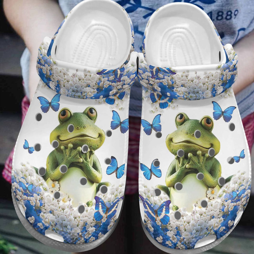 Frog Fashionstyle For Women Men Kid Print 3D Whitesole Beautiful Frog Personalized Clogs