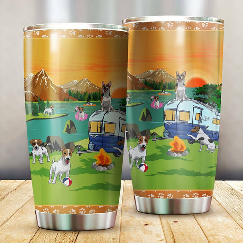 Tumbler Jack Russell Camping Stainless Steel Insulated Personalized Stainless Steel Tumbler Customize Name, Text, Number Cups - Love Mine Gifts
