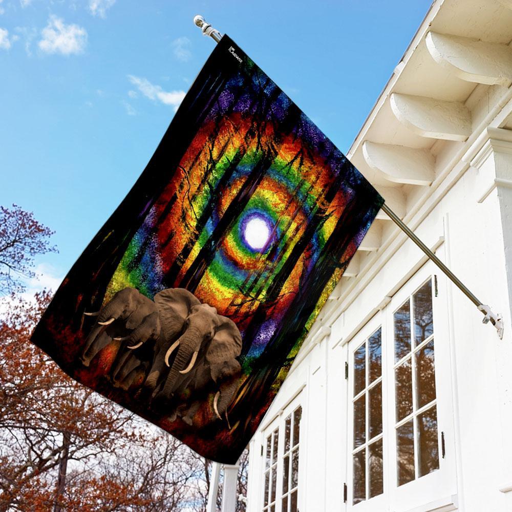 Elephant Buddha Sun Rainbow Chakra Flag | Garden Flag | Double Sided House Flag