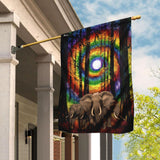 Elephant Buddha Sun Rainbow Chakra Flag | Garden Flag | Double Sided House Flag