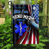 EMT Here I Am Send Me Flag | Garden Flag | Double Sided House Flag
