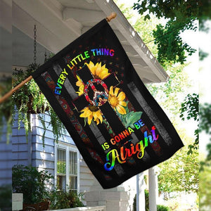 Every Little Thing Is Gonna Be Alright Hippie Christian Cross Flag | Garden Flag | Double Sided House Flag