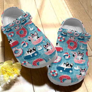 French Bulldog Swimming Pool Personalized Clogs
