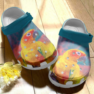 Birds Parrot Colorful Gift For Lover Rubber , Comfy Footwear Personalized Clogs