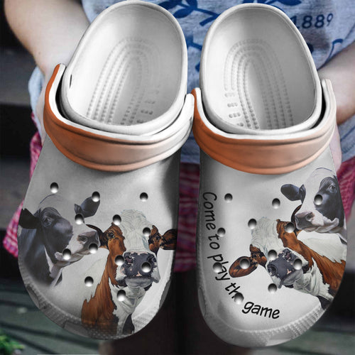 Cow Come To Play The Game Custom Shoes Birthday Gift - Farm Halloween Shoes Gift - Cr-Drn030 Personalized Clogs
