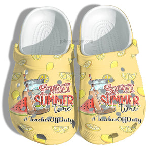 Teacher Off Duty Summer Shoes Gift Women- Lemon Watermelon Shoes Customize- Cr-Ne0600 - Gigo Smart Personalized Clogs