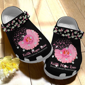  Breast Cancer, Fashion Style Print 3D Whitesole Faith Hope Love For Women, Men, Kid Personalized Clogs