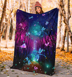 Fleece Blanket Fairytale Forest Dragonfly Personalized Custom Name Date Fleece Blanket Print 3D, Unisex, Kid, Adult - Love Mine Gifts