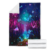 Fleece Blanket Fairytale Forest Dragonfly Personalized Custom Name Date Fleece Blanket Print 3D, Unisex, Kid, Adult - Love Mine Gifts