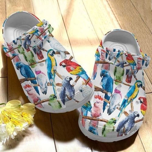 Parrot Cute Colorful Gift For Lover Rubber Comfy Footwear Personalized Clogs