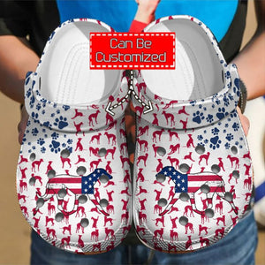Animal Print Doberman American Flag Shoes For Men And Women Personalized Clogs