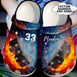 Fire And Water Hockey Player Shoes Personalized Clogs