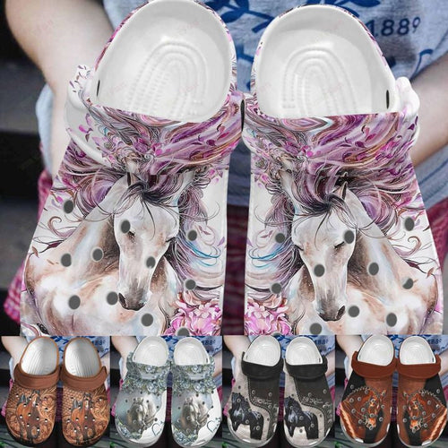 Clog Horse White Sole Horse Collection Classic Pancr0249 Personalized Clogs - Love Mine Gifts