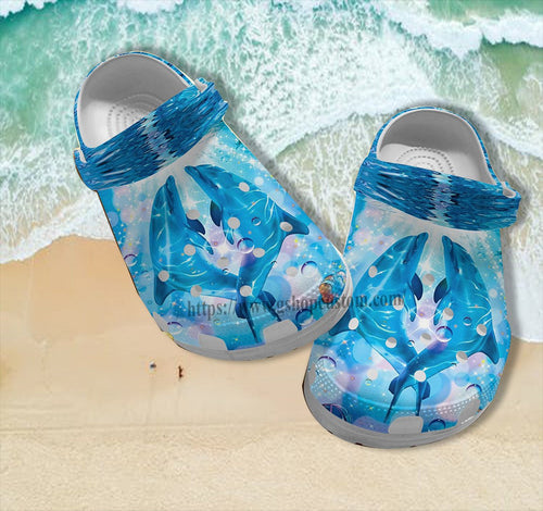 Dolphin Couple Shoes Gift Bestie- Dolphin Lover Ocean Rainbow Shoes Gift Sister Personalized Clogs